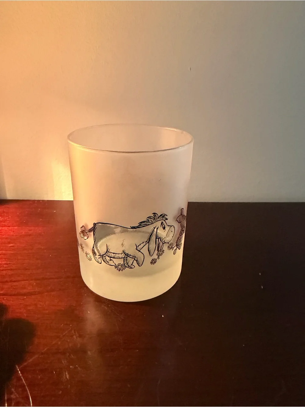 Disney Winnie the Pooh Frosted Glass Tumbler Eeyore Piglet Tigger Cup
